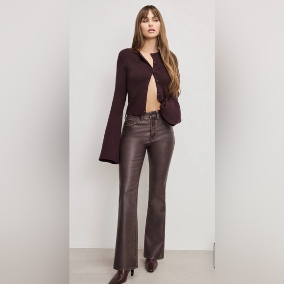 GOOD AMERICAN - GOOD CLASSIC BOOTCUT FAUX LEATHER PANTS NWOT Size 27 - Picture 1 of 10